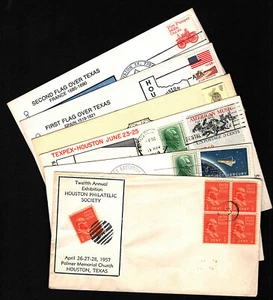 Lote OPC de 6 cubiertas de exposición de estampillas de Houston Texas 1957-1982 - Imagen 1 de 4