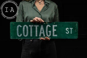 Vintage Painted Tin "Cottage St." Street Sign - Picture 1 of 8
