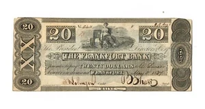 MAINE FRANKFORT BANK $20 MAY 5, 1837 RARITY 6 CRISP AU RARE HAXBY 310a - Picture 1 of 2