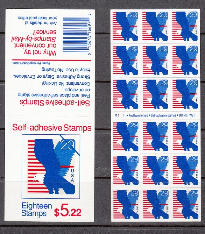 USA BOOKLET SC# 2598a BLUE EAGLE $0.29c - PANE18 S.A. MNH - PL# M111 - Image 1 of 1