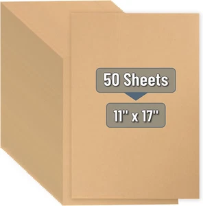 Kraft Paper Sheets 11" x 17", 50 Pack, Brown Craft & Printer Paper - Picture 1 of 12