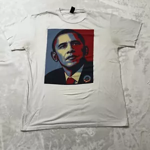 Barack Obama 2008 Obey T-Shirt Größe Large weiß Portrait Vintage Y2K - Bild 1 von 8