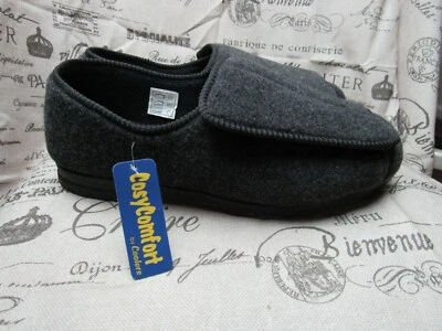 Men's Coolers Cosy Comfort  Grey Orthopedic Touch Fastening Slippers Size 8 - Image 1 of 4