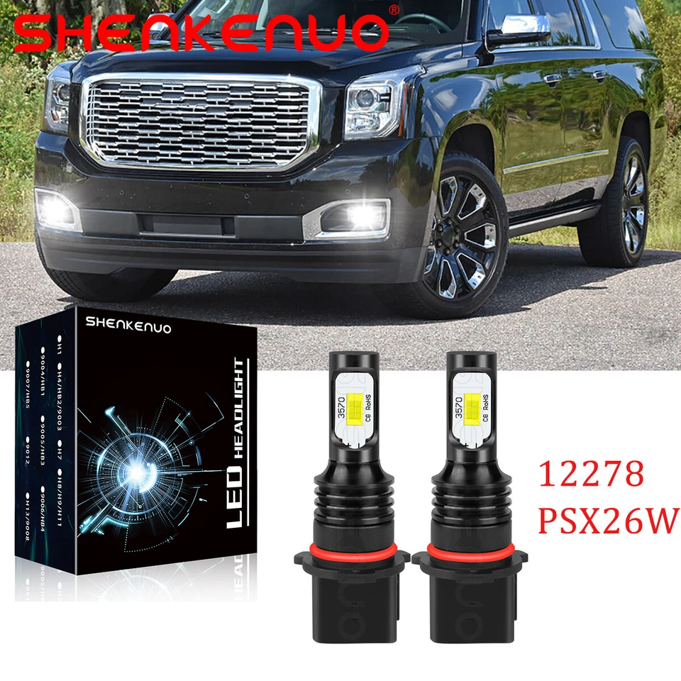 2 светодиодные противотуманные лампы 12278 PSX26W 6000K белые для GMC Yukon 2015–2019 Yukon XL - Изображение 1 из 4