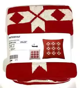 Ikea VINTERFINT Pillow Cushion Cover 20" x 20" Red/Off White Snowflake New - Picture 1 of 4