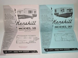 2 Stück Kenskill Travel Trailer Corporation Flyer Ende 1950er Modell 18 & 20 Anzeigen - Bild 1 von 4