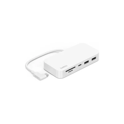 BELKIN USB-C 6-IN-1 MULTIPORT HUB MOUNT 2x USB-A GIGABIT CARD READER INC011BTWH - Image 1 of 4