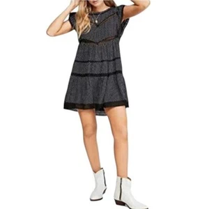 Vestido Free people Retro Gatito Lunares Talla Grande Negro Encaje Romántico Gótico  - Imagen 1 de 9