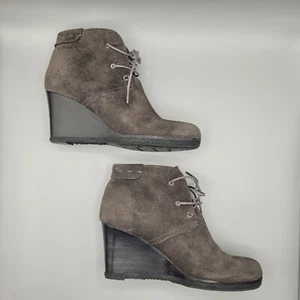 Via Spiga, Ankle Boots Size 7.5M-Gray Suede, Wedge Heel - Picture 1 of 13