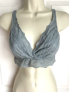 Soma Bra Bralette Geo Lace Plunge Size Medium M Dusty Blue Color All Lace - Picture 1 of 5