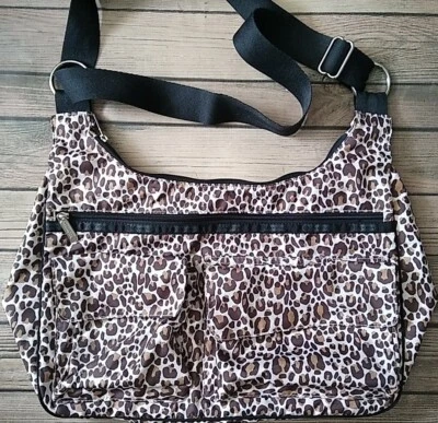 Bandolera grande con estampado de leopardo LeSportsac bolso de hombro para llevar durante la noche-16x11x6 Foto 1 de 4