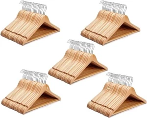 40 x Perchas de Madera Traje Natural Abrigo Pantalón Niños Ropa Prenda Percha - Imagen 1 de 7