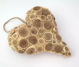 Corazón decorativo "Diseño de discos de madera" 19,5x6x21cm NUEVO malla de madera decoración de ventanas - Imagen 1 de 1