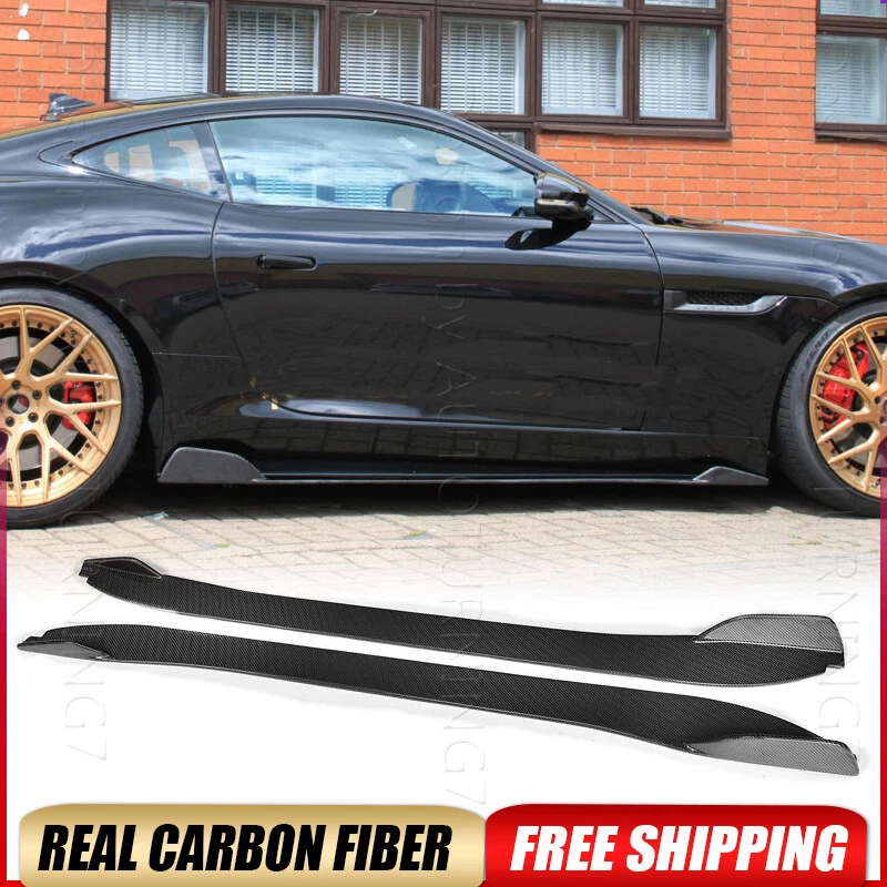 Kit de carrocería de alerón labial de extensión de faldones laterales de carbono real para Jaguar F-Type 2015-17 Foto 1 de 4