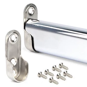 Wardrobe Rail Oval Hanging Chrome Tube bar 30x15mm + End Supports + Screws 3 - Picture 1 of 8