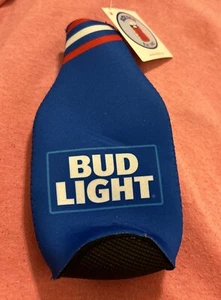 Bud Light Beer Bottle Suit Koozie Cooler Coolie Zip Neoprene NEW - Picture 1 of 6