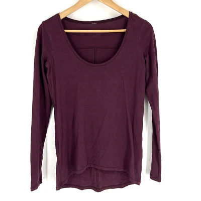 Lululemon Love T Shirt Size 4 Women Maroon Red Cotton Scoop Neck Long Sleeve Tee - Image 1 of 4