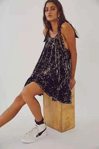 Free People Nova wandelbares Pailletten-Minikleid Bindebänder schwarz Small UVP 98 £ - Bild 1 von 13