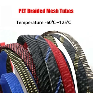 Ø10mm PET Erweiterbar Geflochtene Hülse Draht Kabelbaum Ummantelung 31 Farben - Picture 1 of 9