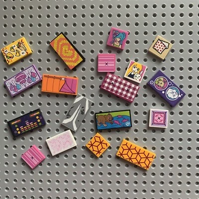 Lego Friends Tiles with stickers applied 18 pieces beds furniture decorations b - Image 1 of 4