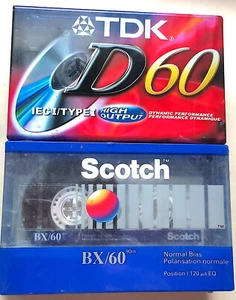 TDK D60 High Output Typ I und Scotch BX/60 werkseitig versiegelt 4 Stück KOSTENLOSER Versand!! - Bild 1 von 5