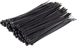 100 x STRONG HIGH QUALITY BLACK COLOUR NYLON PLASTIC CABLE TIES ZIP TIE WRAPS - Picture 1 of 1