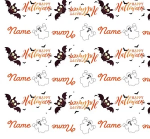 Halloween Spooky Ghost Bat Personalised gift wrapping paper  - Picture 1 of 2