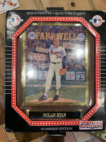 Nolan Ryan Sports Impressions Collectors Plaque 1152 "FAREWELL"  1161-62 W/COA Cover
