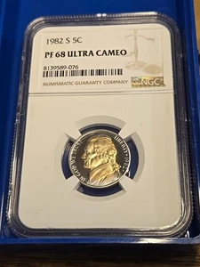 1982-S JEFFERSON 5c NGC PF68 ULTRA CAMEO  - Picture 1 of 2