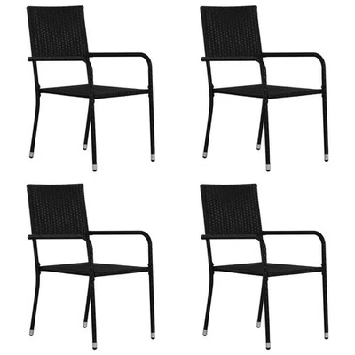  Garden Dining Chair Set of 4 Black PE rattan, steel Standard - Image 1 of 4