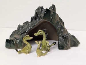 Famiglia drago ceramica Hagen-Renaker vintage con smalto verde grotta lucido - Foto 1 di 5