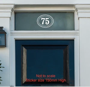Fanlight House Number Sticker Decal Front Door Window Vintage Victorian OVAL DOT - Picture 1 of 4
