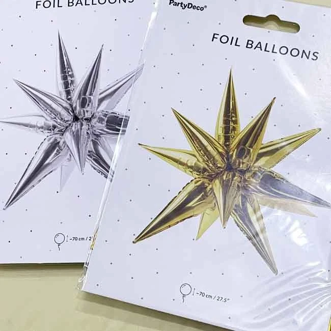 Palloncino Stella a Punte 3D Argento Oro Foil 70cm 12453 - Immagine 1 di 1