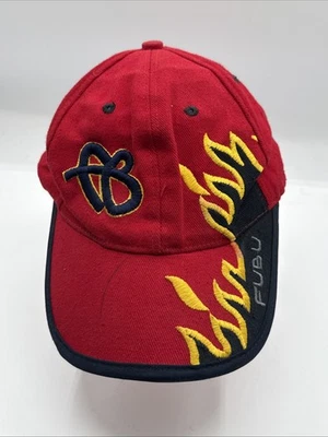 Fubu Flame Embroidered Hat Dark Blue Strap Adjustable Vintage 90s Reverse - Image 1 of 4