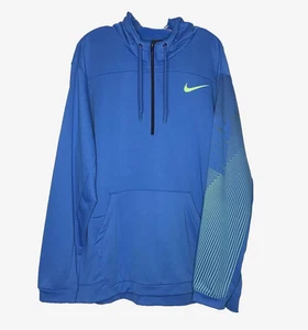 Nike Dri-Fit Hoodie Pullover Mens XXL Blue 1/4 Zip Sweatshirt Graphic Logo - Picture 1 of 15