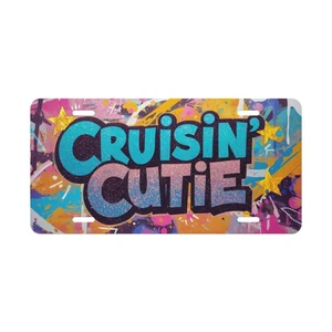 Cruisin' Cutie Cute 80’s Artwork Vanity License Plate - Picture 1 of 2