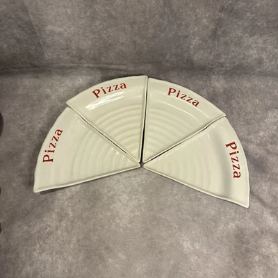 🍕Vintage Set 4 Porzellan Pizza Form Teller Schale 70er Jahre ca. 8,25" Küche Spaß - Bild 1 von 2