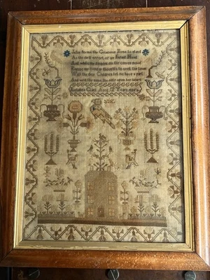 Antique English Needlework Sampler Letishea Clark 1825 - Image 1 of 2