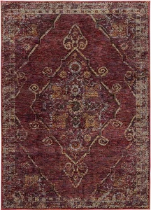 Red Curls Curves Oval Bordered Medallion Door Mat 7135E - Aprx 1' 10" x 3' 2" - Picture 1 of 1