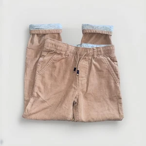 Size 6 Boys Corduroy Pull On Roll Cuff Lined Pants Khaki Brown Beige EUC - Picture 1 of 6