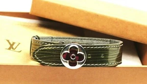 Auténtico Pulsera Monograma LOUIS VUITTON Buena Suerte Flor Cuero SN0999 M34448 - Imagen 1 de 9