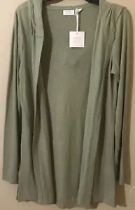 Sigrid Olsen Womens Linen Blend Hooded Open Front Cardigan Sage Sz S New - Picture 1 of 7
