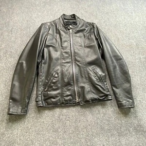 VTG Brooks Leather Jacket Mens 38 Black Biker Motorcycle Zip Sleeves Made in USA - Picture 1 of 13