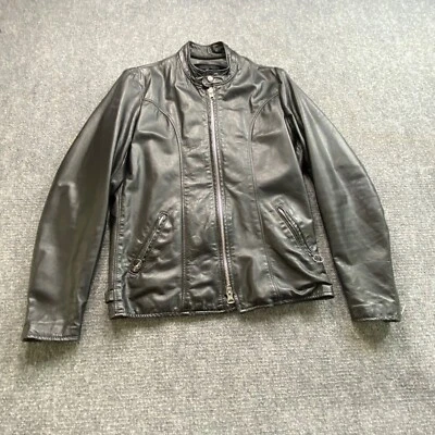 VTG Brooks Leather Jacket Mens 38 Black Biker Motorcycle Zip Sleeves Made in USA - Image 1 of 4