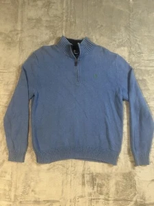 Polo Ralph Lauren Quarter Zip Sweater Pullover Men's Large Light Blue Vintage - Picture 1 of 6