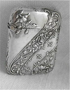 French Solid Silver Art Nouveau Roses Floral Match Safe. Lovely Vintage piece - Picture 1 of 5