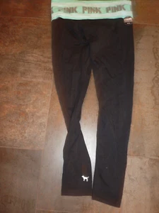 VICTORIAS SECRET PINK RARE BLING FOLD OVER YOGA DOG LEGGINGS MEDIUM RISE WAIST M - Picture 1 of 2