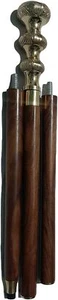 Antique Victorian Head Handle Walking Stick Cane Wooden Walking Stick Brass  - Picture 1 of 4