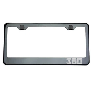 Titanium Gun Metal License Plate Frame 360 Laser Etched Metal Screw Cap - Picture 1 of 8