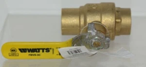 Válvula de bola de latón de puerto completo Watts FBVS 3C 1 pulgada puerto completo sudor 600 WOG - Imagen 1 de 7